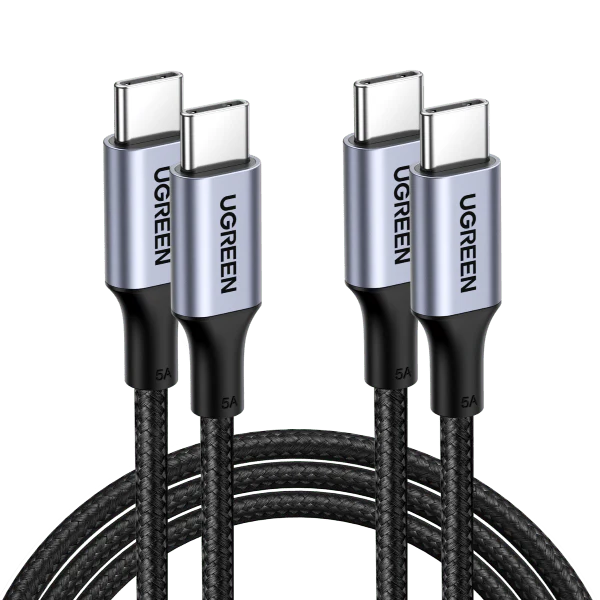UGREEN 70427 USB-C to USB-C Braided Cable USB Type C 100W Power Delivery PD Charging Cord – 1M – Black