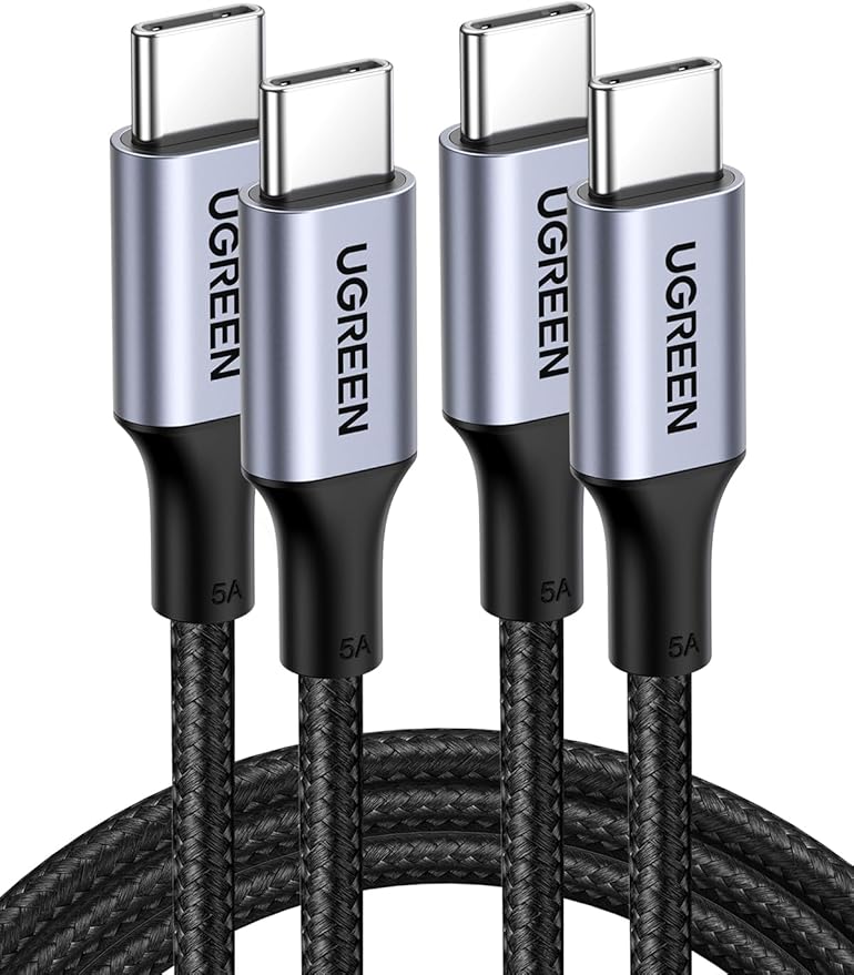 UGREEN 70427 USB-C to USB-C Braided Cable USB Type C 100W Power Delivery PD Charging Cord – 1M – Black - Image 4