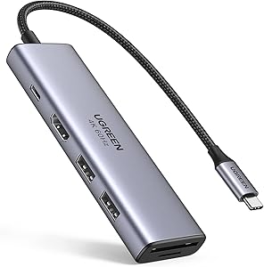 UGREEN 60384 USB-C TO 3XUSB 3.0, HDMI + TF/SD CARD PD ADAPTER