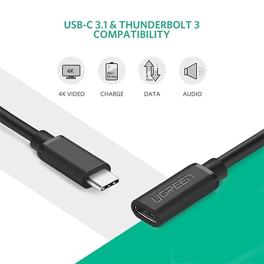 UGREEN 10387 USB C MALE TO FEMALE GEN2 EXTENSION CABLE – 1M - Image 4