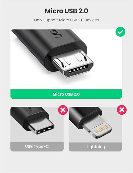 UGREEN 10396 MICRO USB MALE TO USB-A F/M OTG CABLE 15CM - Image 4