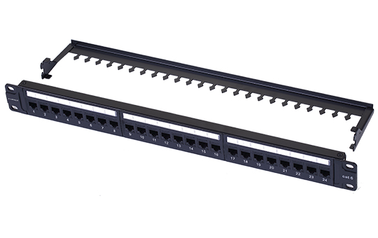 VIVANCO VCCPUF64820 CAT 6 24/48 Port Patch Panel, Unshielded, Dust-proof Shutter, Loaded