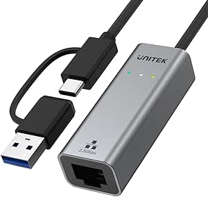 UNITEK U1313C USB-C USB-A TO 2.5G ETHERNET ADAPTER 30CM