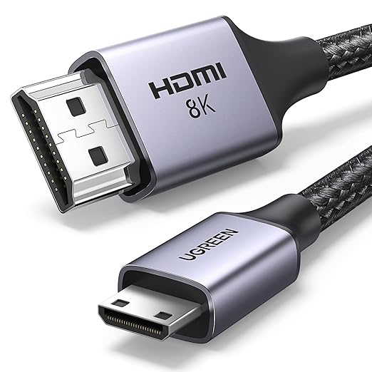 Ugreen 15515 8K Mini-HDMI to HDMI Cable, 2 Meter Length