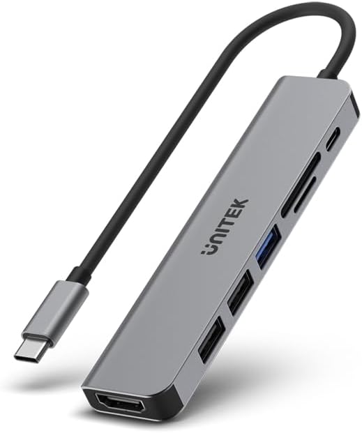 UNITEK H1118A 7-IN-1 USB-C TO HDMI, 3XUSB, CARD READER, PD 100W