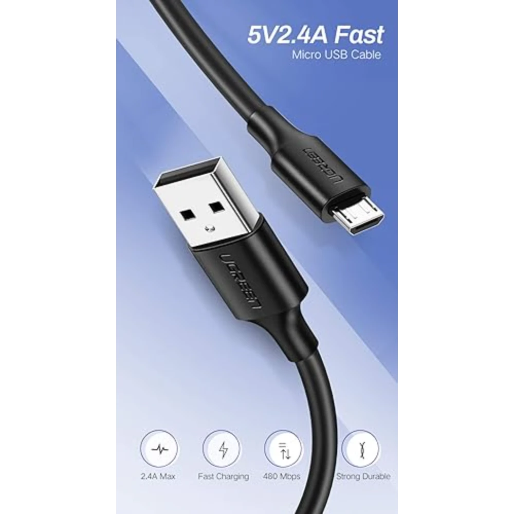 UGREEN 60138 USB 2.0 A to Micro USB Cable Nickel Plating 2m (Black) - Image 4