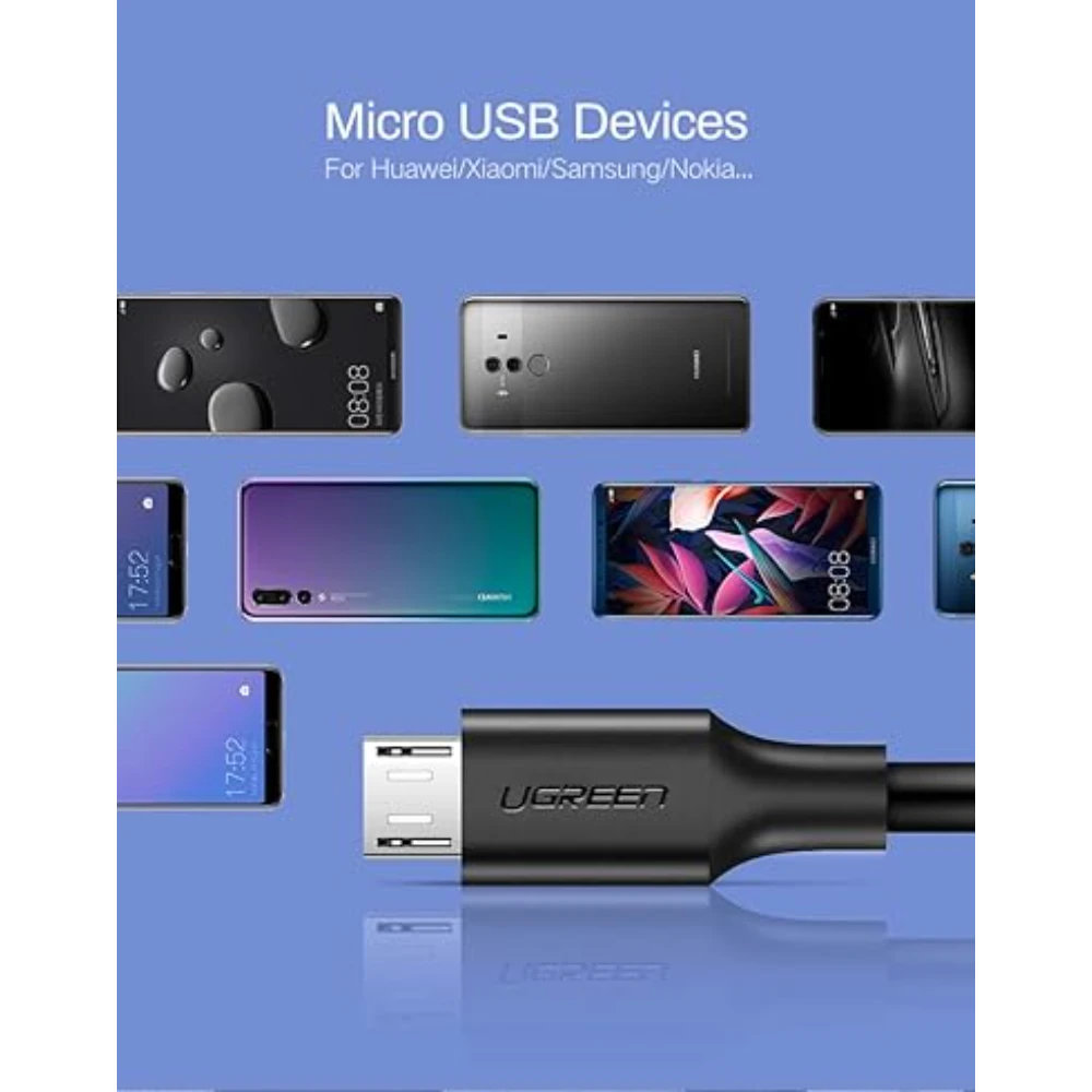 UGREEN 60138 USB 2.0 A to Micro USB Cable Nickel Plating 2m (Black) - Image 2