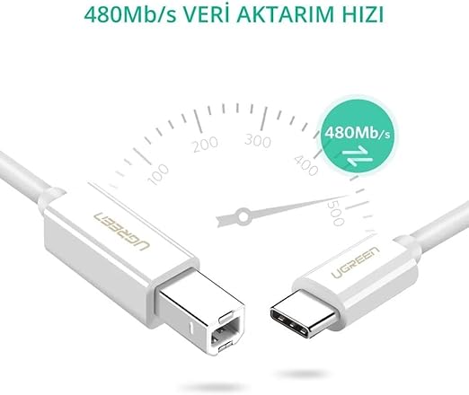UGREEN 40417 USB-C to USB 2.0 Print Cable 1.5m (White) - Image 4