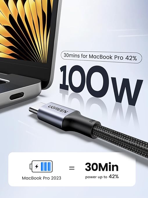 UGREEN 70428 TYPE-C TO C CABLE ALUMINIUM BRAIDE 100W 1.5M - Image 4