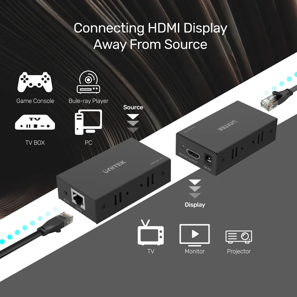UNITEK V101A HDMI EXTENDER OVER ETHERNET CABLE UP TO 150M - Image 2