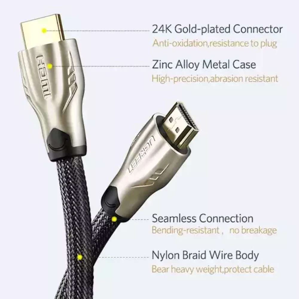 UGREEN 11190 HDMI CABLE 4K METAL CONNECTOR NYLON BRAID 1.5M - Image 6
