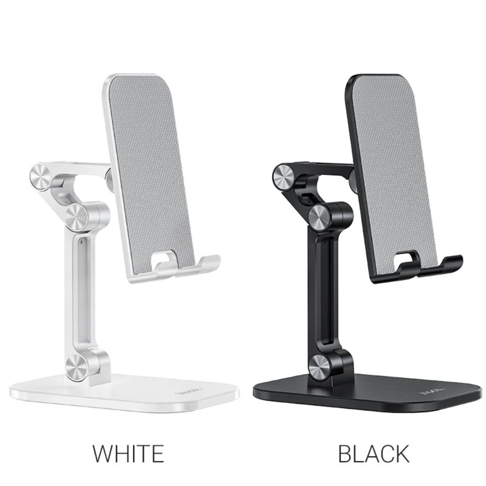 HOCO PH34 Metal Desktop Phone Stand – Adjustable Mobile Holder Black White - Image 4