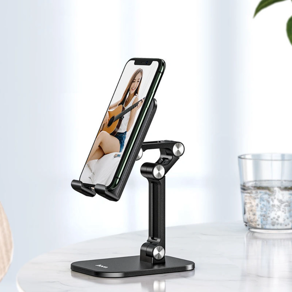 HOCO PH34 Metal Desktop Phone Stand – Adjustable Mobile Holder Black White - Image 2