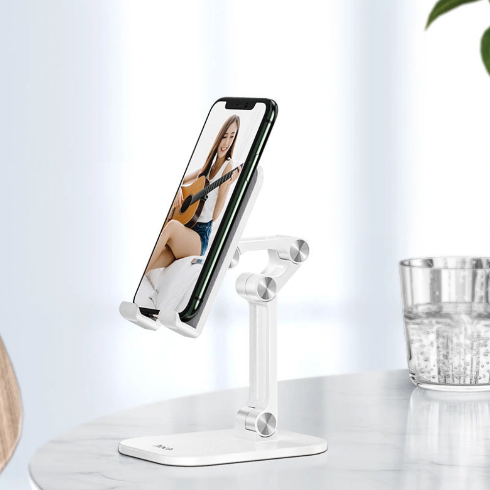 HOCO PH34 Metal Desktop Phone Stand – Adjustable Mobile Holder Black White - Image 3