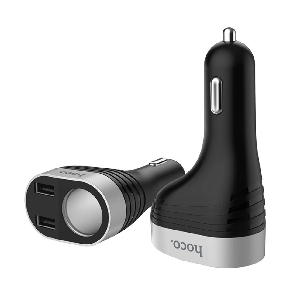 HOCO Z29 Dual Port Car Charger – Digital Display Fast Charging Adapter Black - Image 2