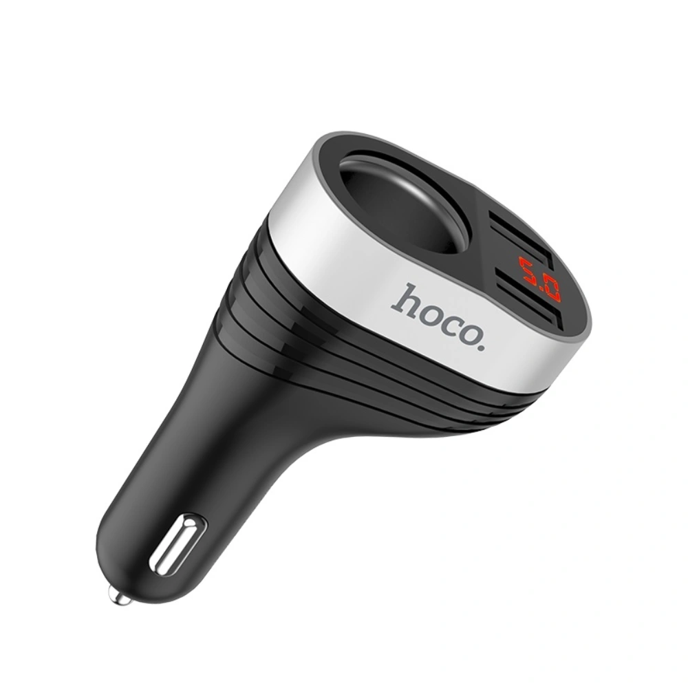 HOCO Z29 Dual Port Car Charger – Digital Display Fast Charging Adapter Black - Image 3