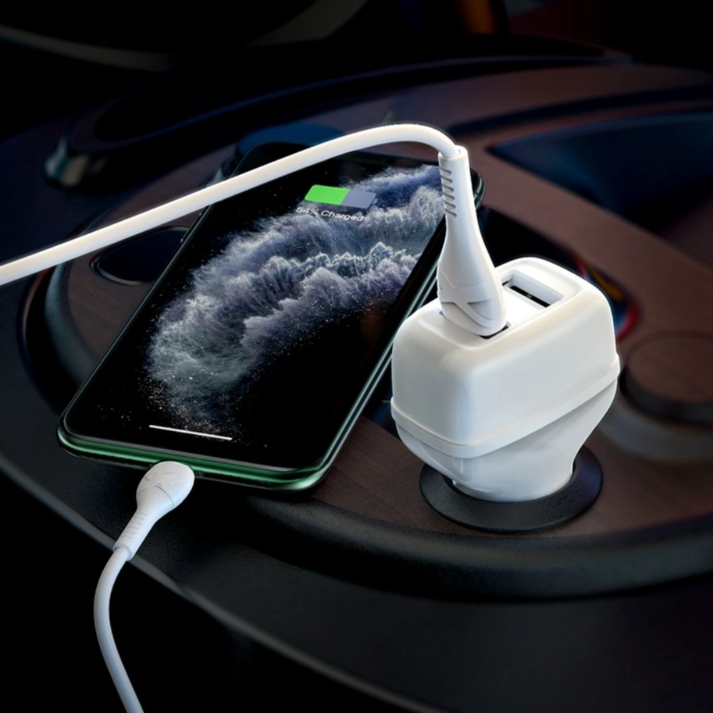 HOCO Z36 Dual Port Car Charger Set – Lightning Cable Included, Fast Charging Car Adapter - Image 6