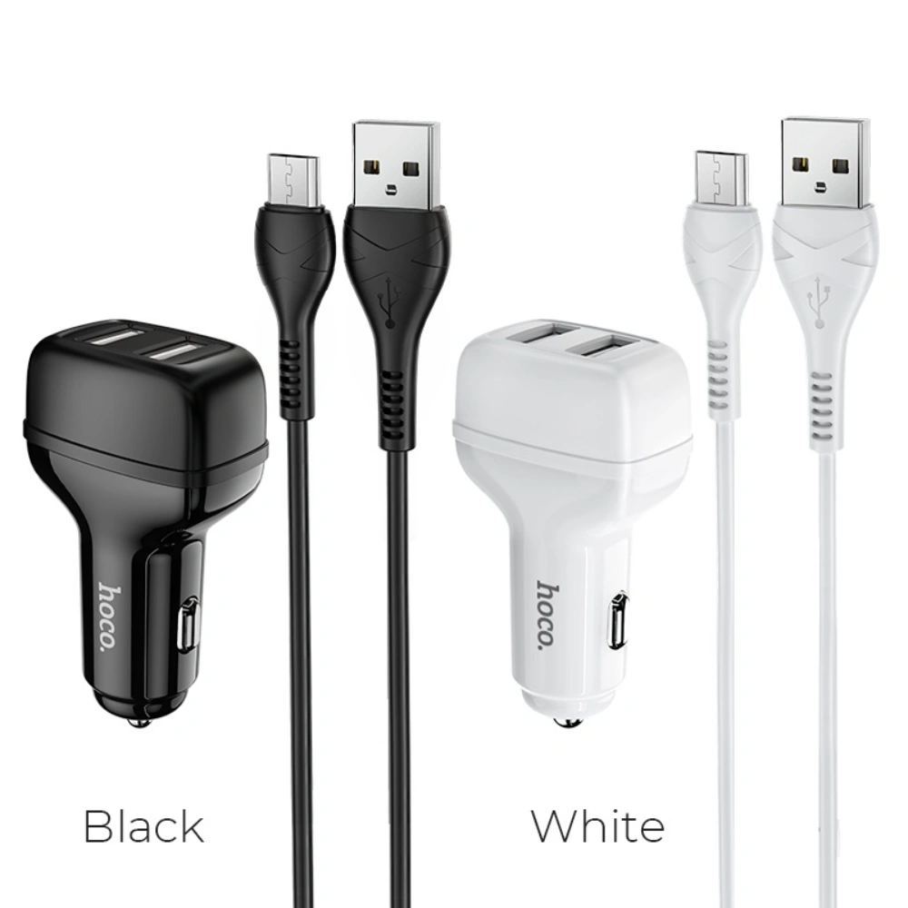 HOCO Z36 Dual Port Car Charger Set – Lightning Cable Included, Fast Charging Car Adapter - Image 4