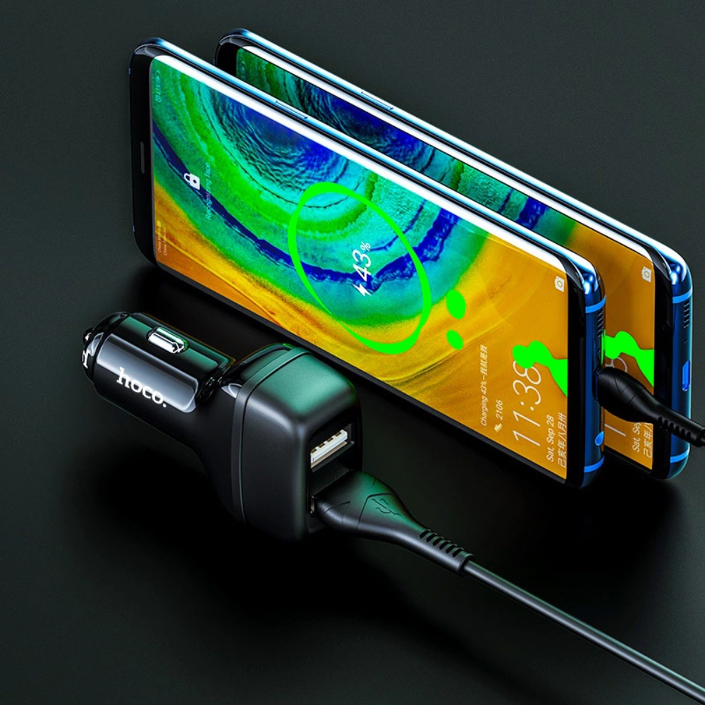 HOCO Z36 Dual Port Car Charger Set – Lightning Cable Included, Fast Charging Car Adapter - Image 7