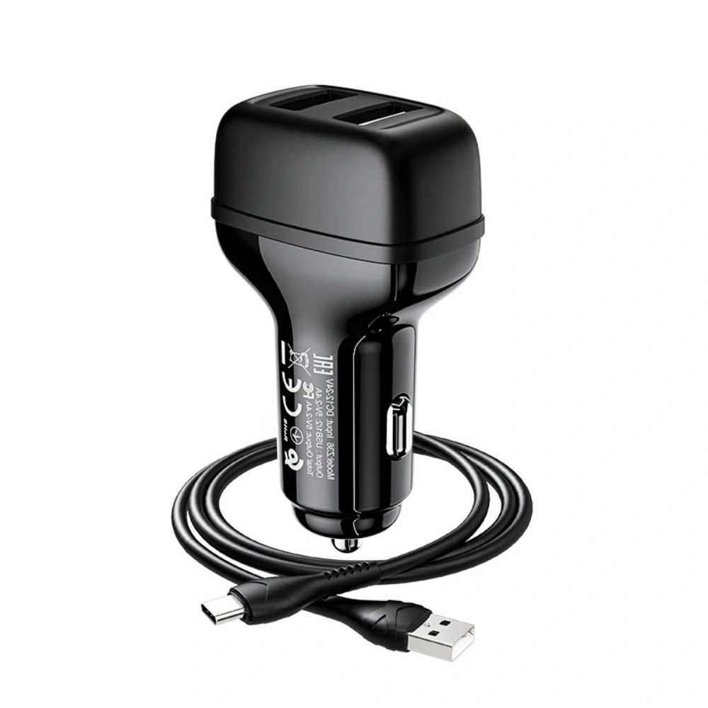 HOCO Z36 Dual Port Car Charger Set – Lightning Cable Included, Fast Charging Car Adapter - Image 2