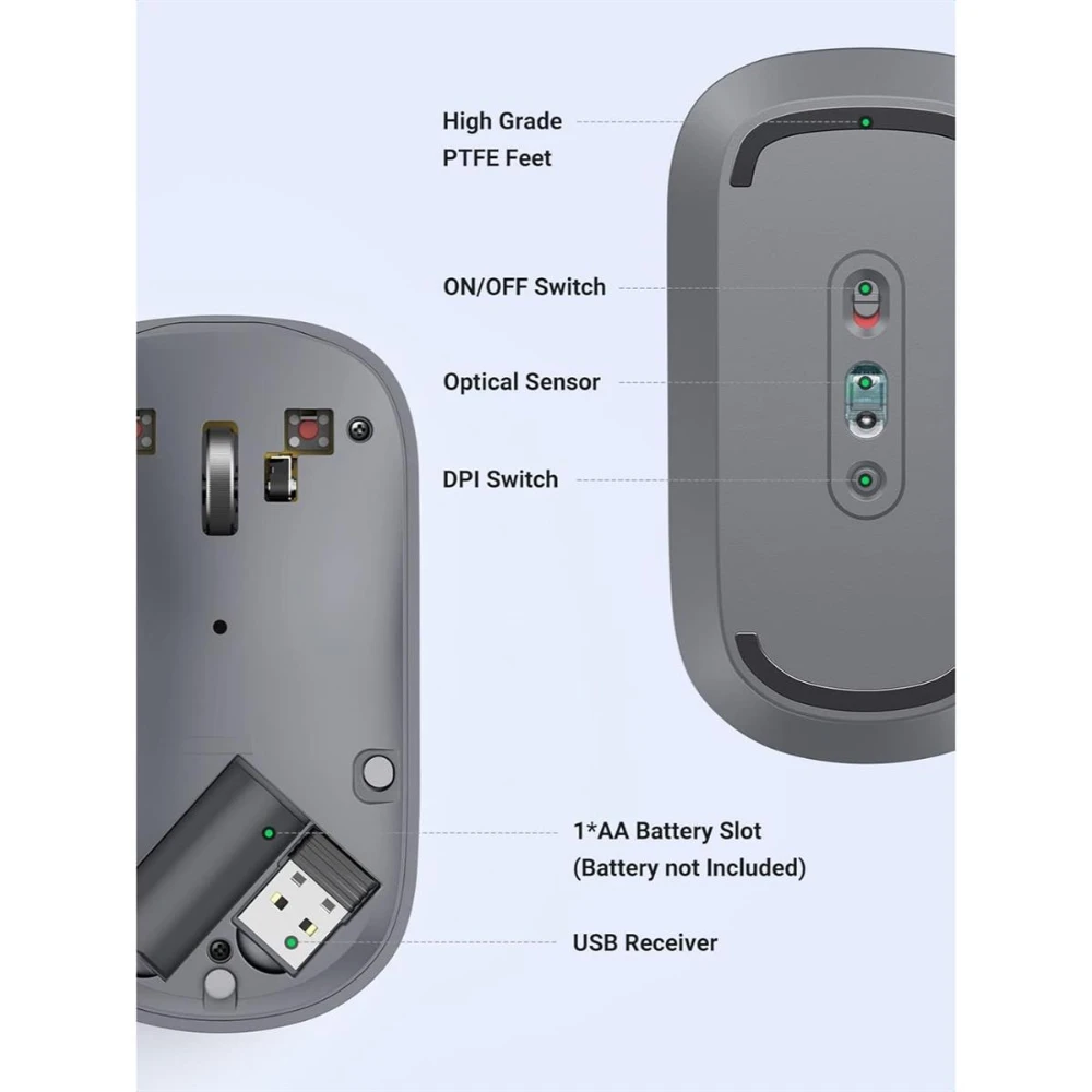UGREEN 90373 PORTABLE WIRELESS MOUSE ( GRAY ) - Image 5