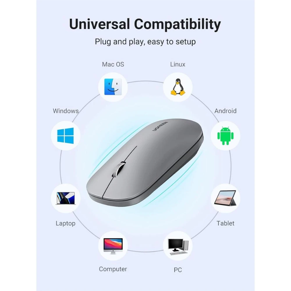 UGREEN 90373 PORTABLE WIRELESS MOUSE ( GRAY ) - Image 4