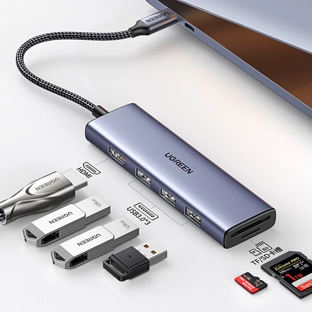 UGREEN 20956A USB-C to HDMI Hub Adapter 3x USB-A 3.0 SD/TF - Image 5