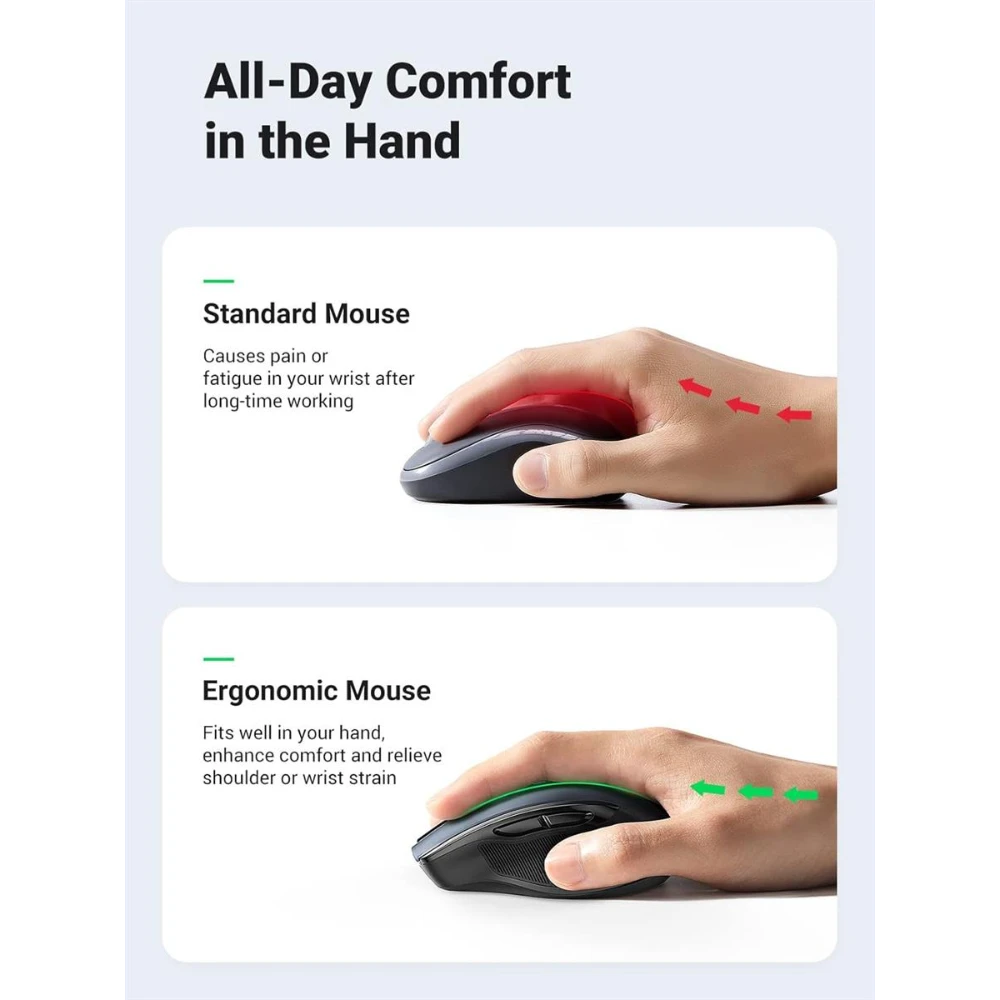 UGREEN 90855 ERGONOMIC WIRELESS 2.4G And BLUETOOTH MOUSE - Image 5