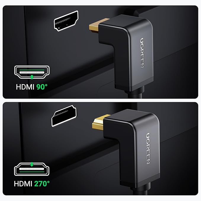 UGREEN 10173 HDMI 4K Cable Male to Male 90 Degree Black 2m - Image 3