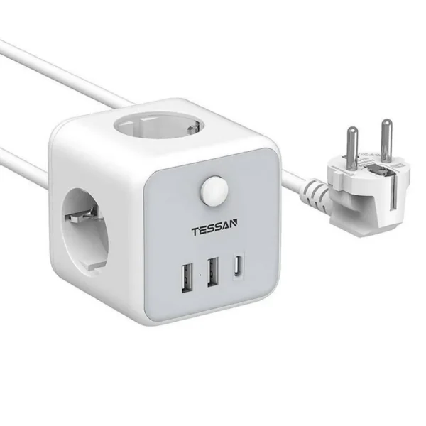 TESSAN TS-301-C POWER STRIP 3XOUTLETS, 2XUSB-A, 1XUSB-C 15W 2M