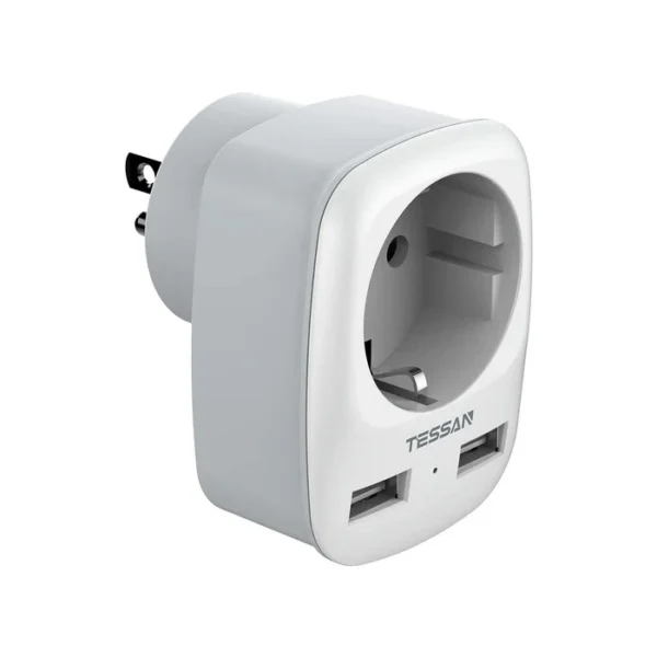 TESSAN TS-611-DE WALL OUTLET EXTENDER WITH 2 USB PORTS