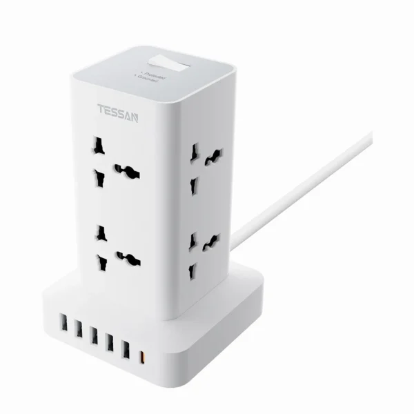 TESSAN TS-TPS01AL30 POWER STRIP 8XOUTLETS, 5XUSB-A, 1XUSB-C 15W 5M