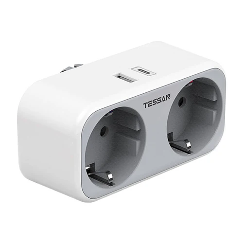 TESSAN TS-WS02DE00 WALL OUTLET 2XOUTLETS,  1XUSB-A, 1XUSB-C PD20W PPS25W