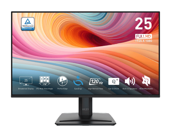 MSI PRO MP251 E2 24.5″ FHD IPS 120Hz Eye-Care Monitor with Built-in Speakers