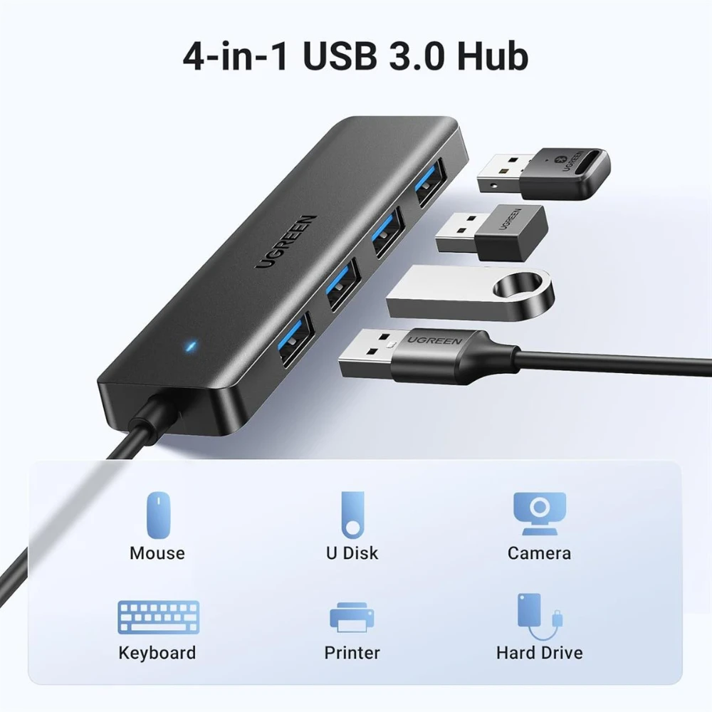 UGREEN 25851 USB 3.0 Hub 4 Ports USB A Splitter Ultra-Slim USB Expander - Image 2