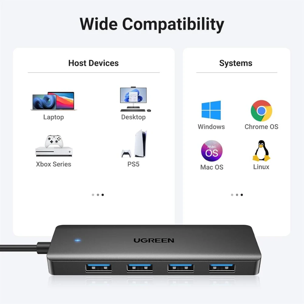 UGREEN 25851 USB 3.0 Hub 4 Ports USB A Splitter Ultra-Slim USB Expander - Image 4