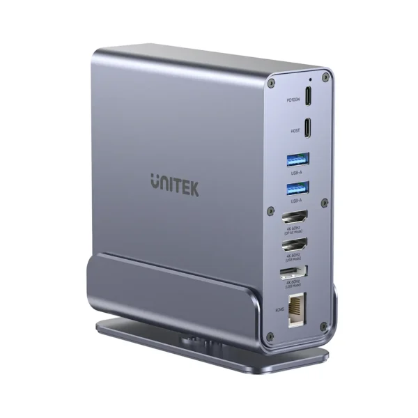 UNITEK D1135AGY01 UNIVERSAL DISPLAYLINK TRIPLE DISPLAY 4K@60HZ 15-IN-1 DOCKING STATION 360°