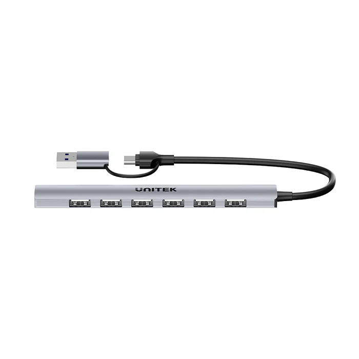 UNITEK H1209AGY01 uHUB S7 USB-C + USB-A TO 7-PORT USB HUB 5GBPS ALUMINIUM - Image 2