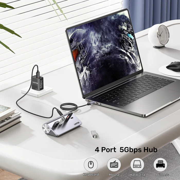 UNITEK H1337AGY01 uHUB Q4 4-IN-1 USB-C HUB 2XUSB-A, 2XUSB-C - Image 3