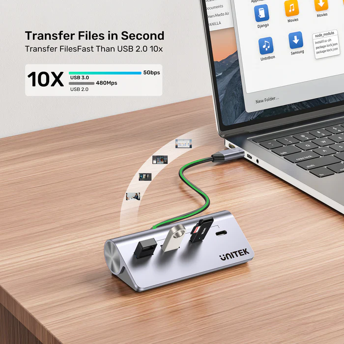 UNITEK H1337AGY01 uHUB Q4 4-IN-1 USB-C HUB 2XUSB-A, 2XUSB-C - Image 4
