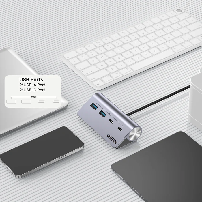 UNITEK H1337AGY01 uHUB Q4 4-IN-1 USB-C HUB 2XUSB-A, 2XUSB-C - Image 5