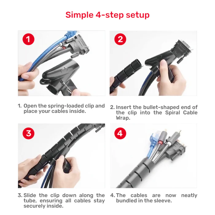 UNITEK OT1102ABK03 SPIRAL CABLE WRAP WITH CLIP ZIPPER (5M And 10M) - Image 3