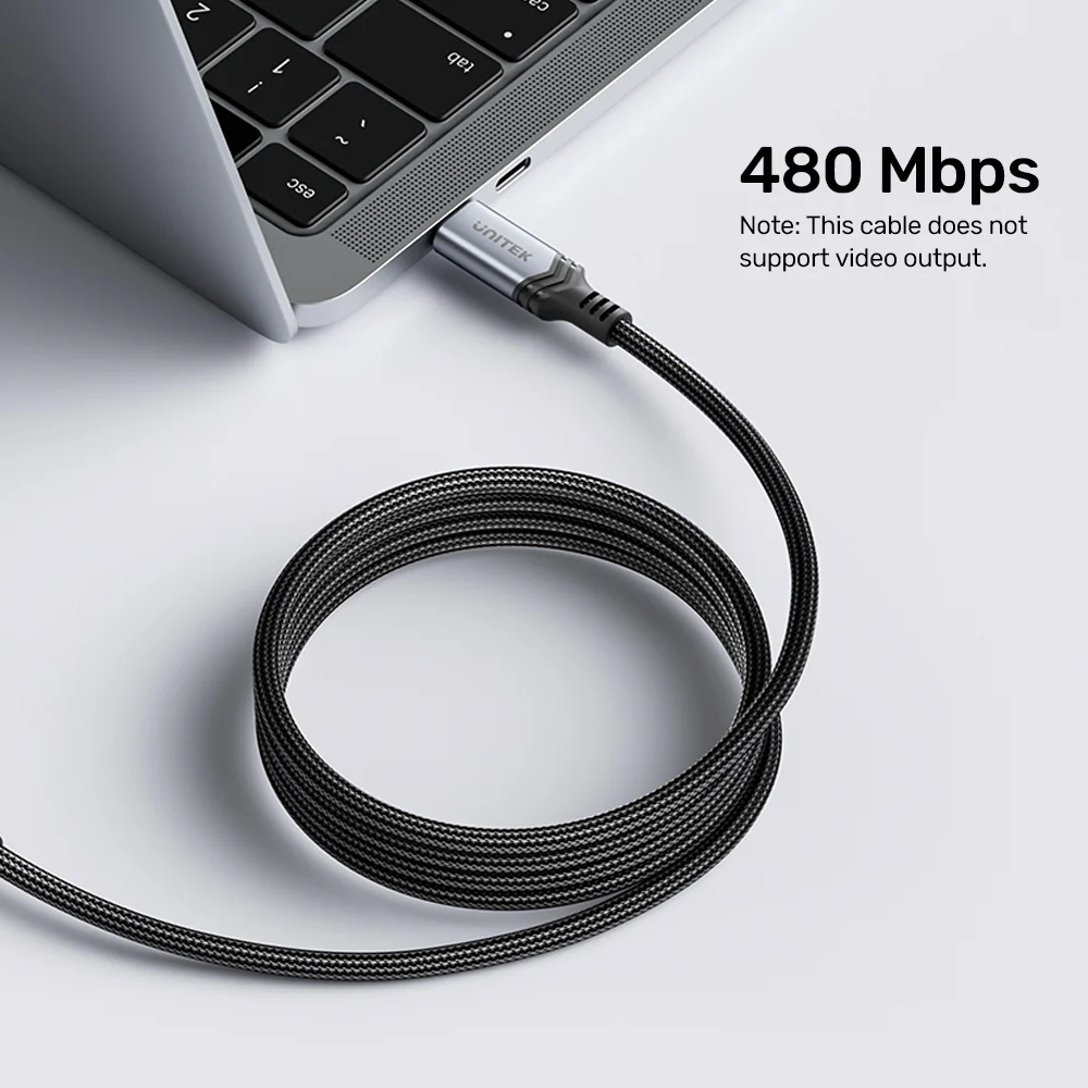 UNITEK C14110GY-2M USB-C TO USB-C PD 3.1 FAST CHARGING CABLE 2M 240W BRAIDED - Image 4