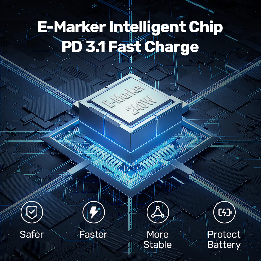 UNITEK C14110GY-2M USB-C TO USB-C PD 3.1 FAST CHARGING CABLE 2M 240W BRAIDED - Image 5