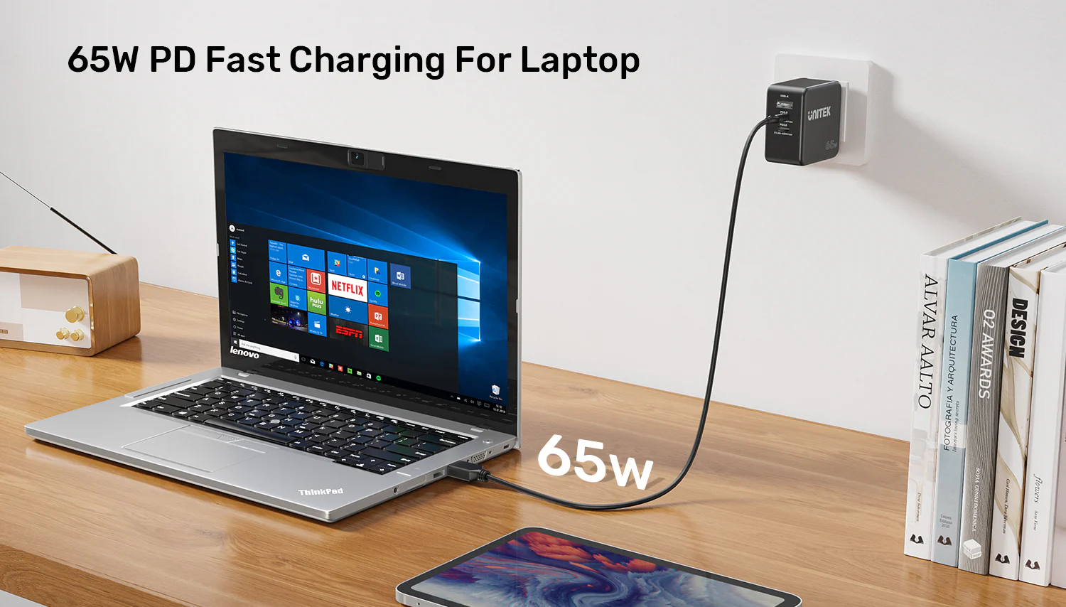 UNITEK C14120BK-1.8M USB-C TO DC ( 4.5 X 3MM ) POWER CHARGING CABLE 65W 1.8M - Image 4