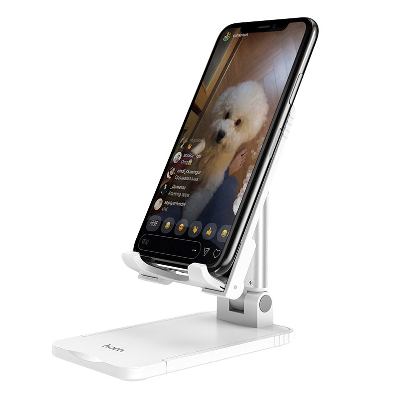 HOCO PH29 Folding Desktop Phone Stand – Adjustable Portable Mobile Holder (Black/White)