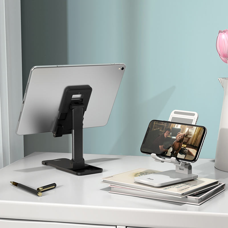 HOCO PH29 Folding Desktop Phone Stand – Adjustable Portable Mobile Holder (Black/White) - Image 5
