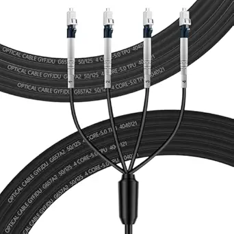 VIVANCO FLYPROFiber- 4 Core Outdoor Armored Fiber Optic Cable 150m/492ft, OS2 LC to LC Outdoor Industrial