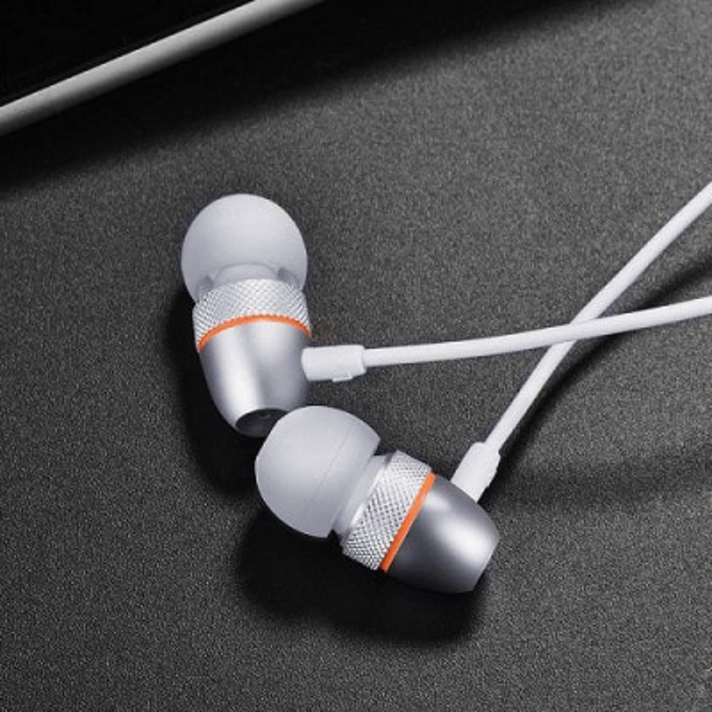 HOCO M59 Wired Earphones with Microphone – Stereo Sound Handsfree Silver - Image 2