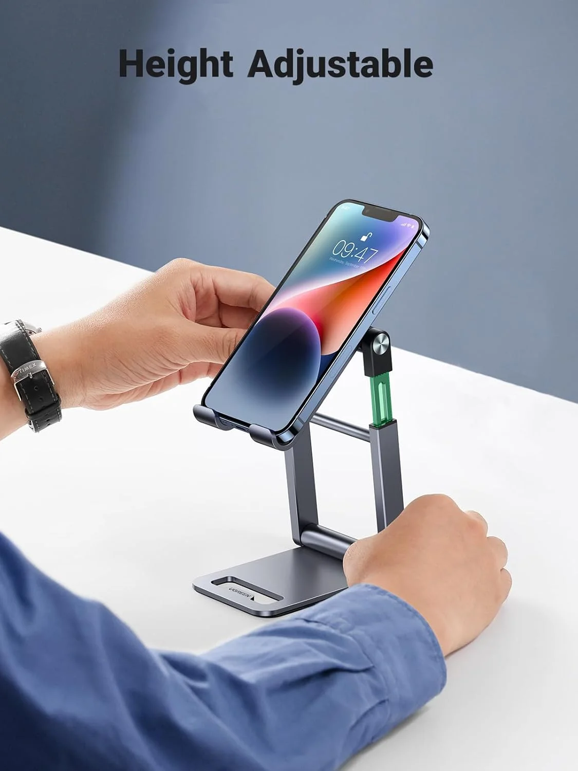 UGREEN 50324 Ergonomic Adjustable Height Phone Stand for Desk, Foldable And Portable - Image 2